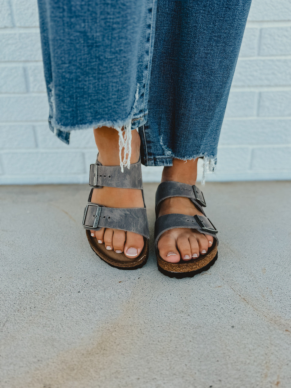 Birkenstock Arizona Soft Foot Bed Oiled Leather Sandal - Iron