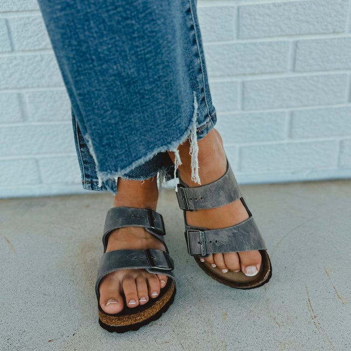 Birkenstock Arizona Soft Foot Bed Oiled Leather Sandal - Iron