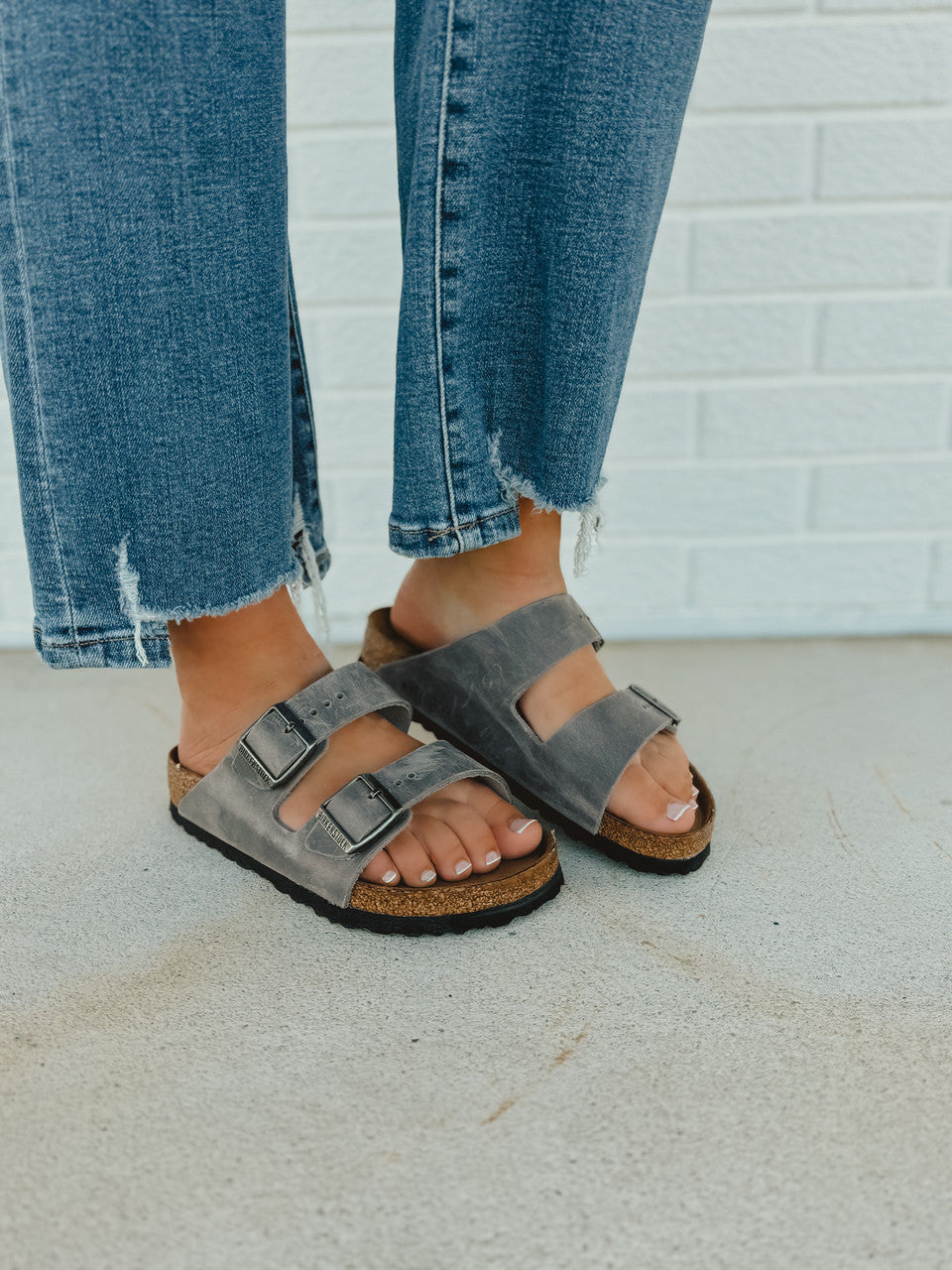Birkenstock Arizona Soft Foot Bed Oiled Leather Sandal - Iron