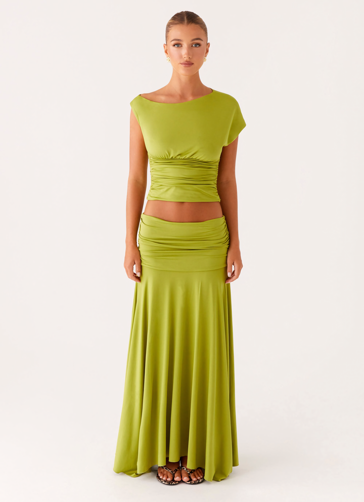 Seraphina – Set maxi in raso con ruches