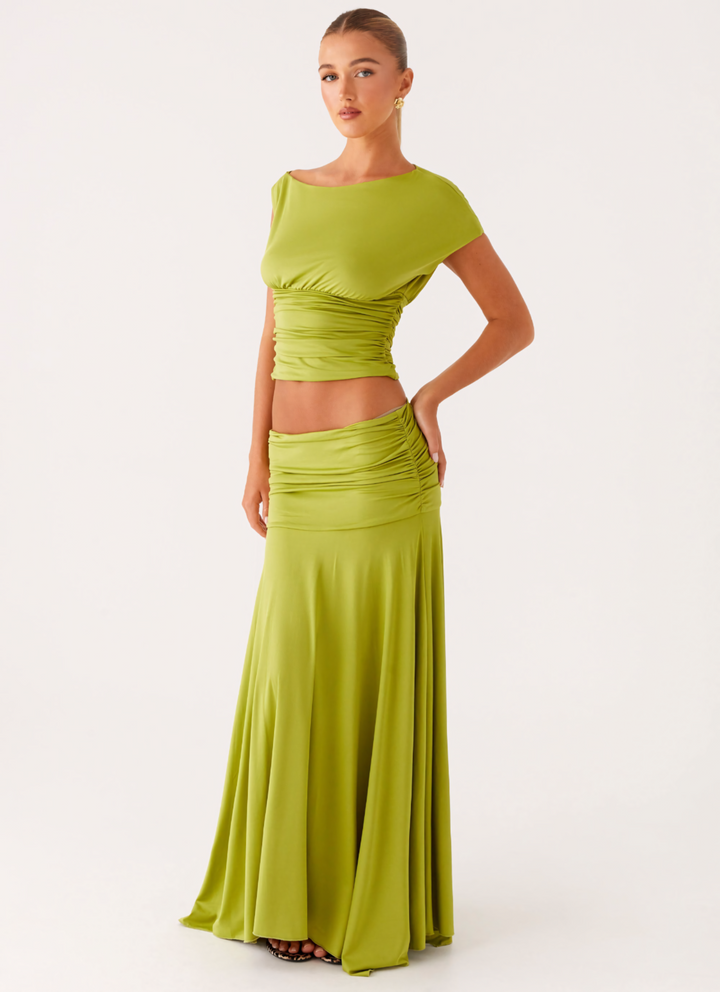 Seraphina – Set maxi in raso con ruches
