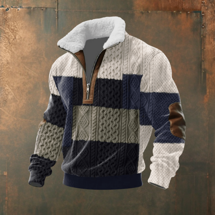 Marcus | Maglione a Mezzo Zip con Contrasto Grigio