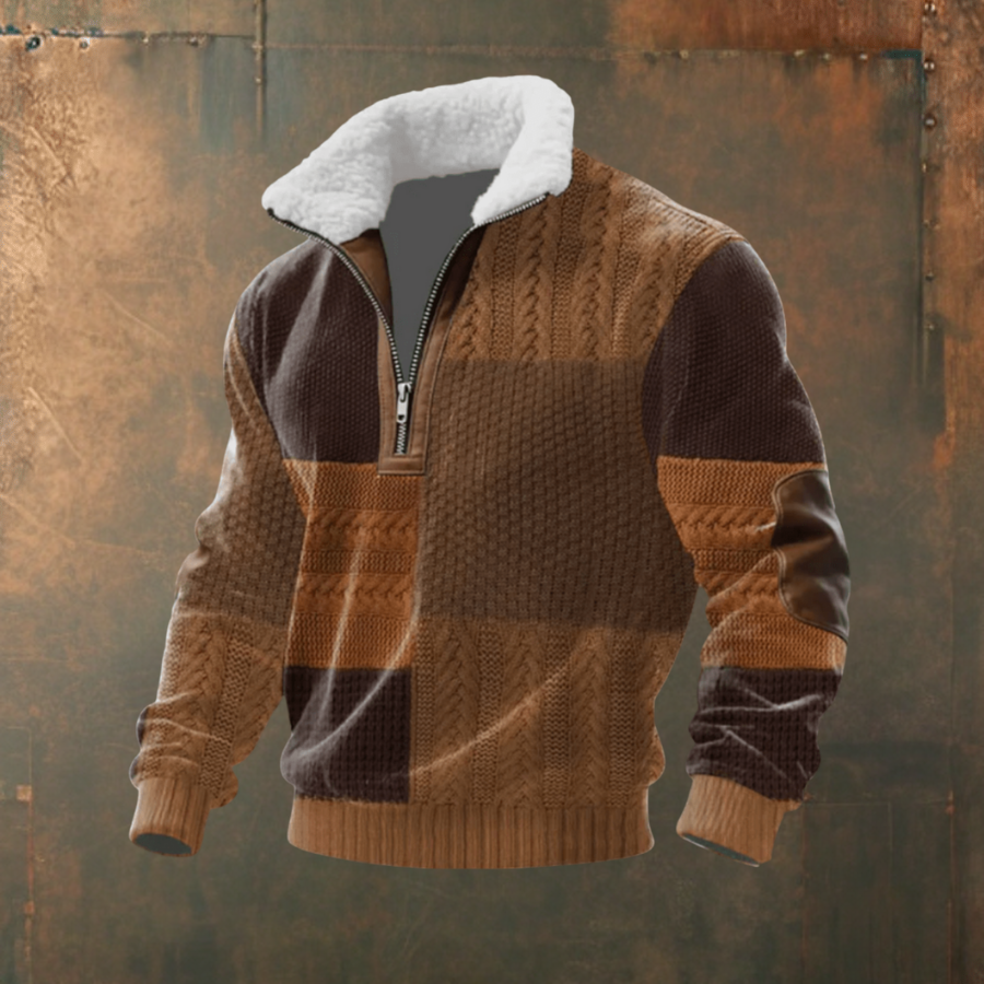 Marcus | Maglione a Mezzo Zip con Contrasto Grigio