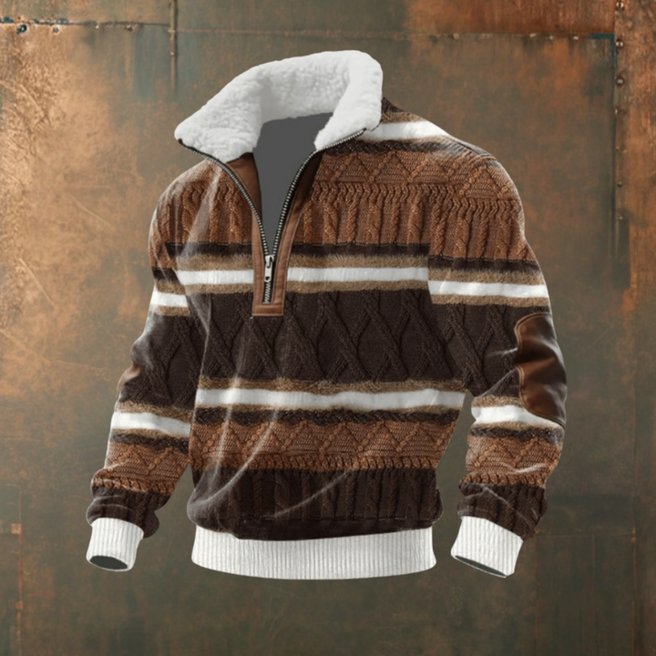 Marcus | Maglione a Mezzo Zip con Contrasto Grigio