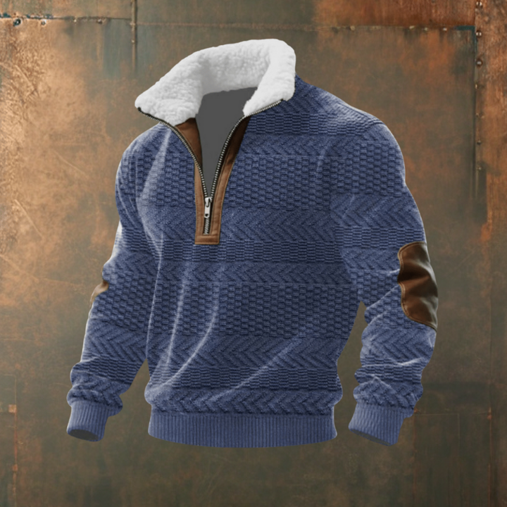Marcus | Maglione a Mezzo Zip con Contrasto Grigio