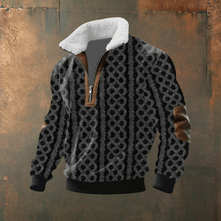 Marcus | Maglione a Mezzo Zip con Contrasto Grigio