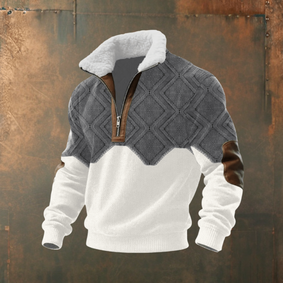 Marcus | Maglione a Mezzo Zip con Contrasto Grigio