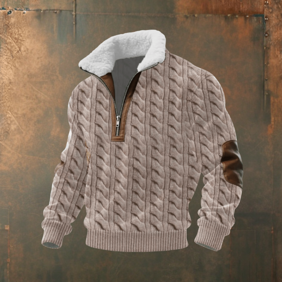 Marcus | Maglione a Mezzo Zip con Contrasto Grigio