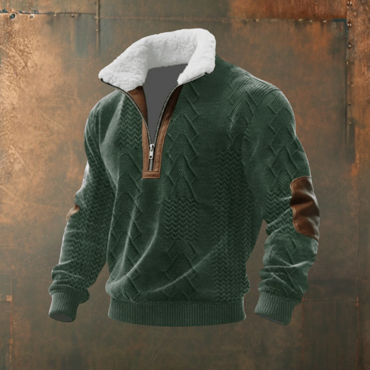 Marcus | Maglione a Mezzo Zip con Contrasto Grigio