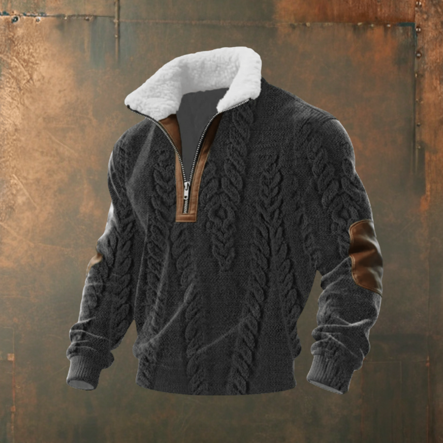 Marcus | Maglione a Mezzo Zip con Contrasto Grigio