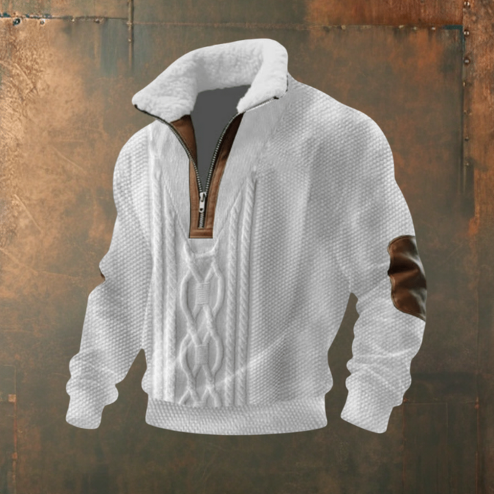 Marcus | Maglione a Mezzo Zip con Contrasto Grigio