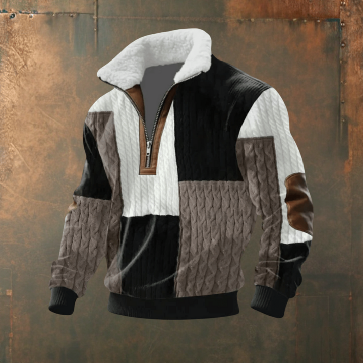 Marcus | Maglione a Mezzo Zip con Contrasto Grigio