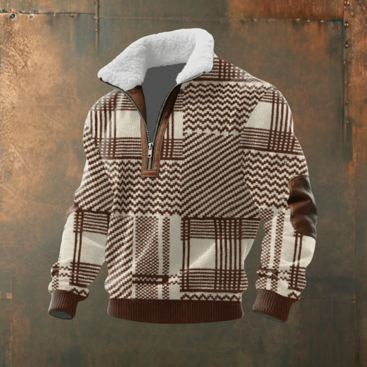 Marcus | Maglione a Mezzo Zip con Contrasto Grigio