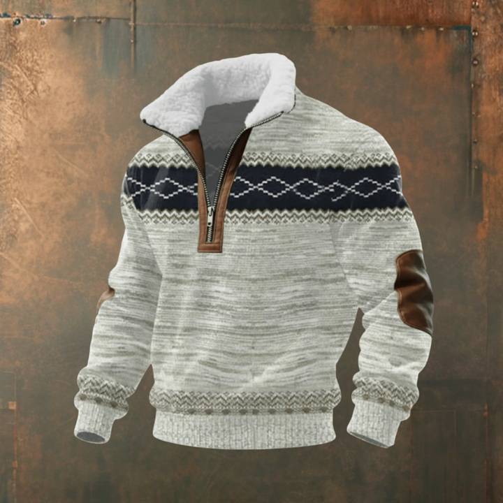 Marcus | Maglione a Mezzo Zip con Contrasto Grigio