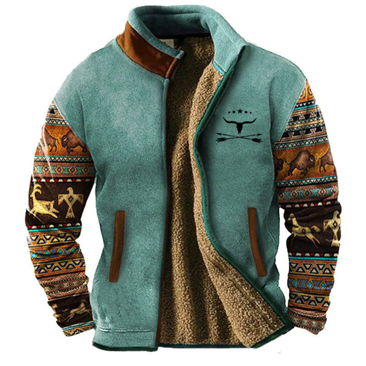Matthew | Giacca in Fleece con Maniche a Motivo Beige