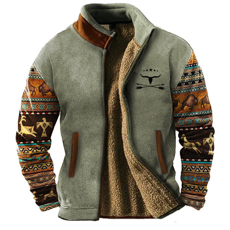 Matthew | Giacca in Fleece con Maniche a Motivo Beige