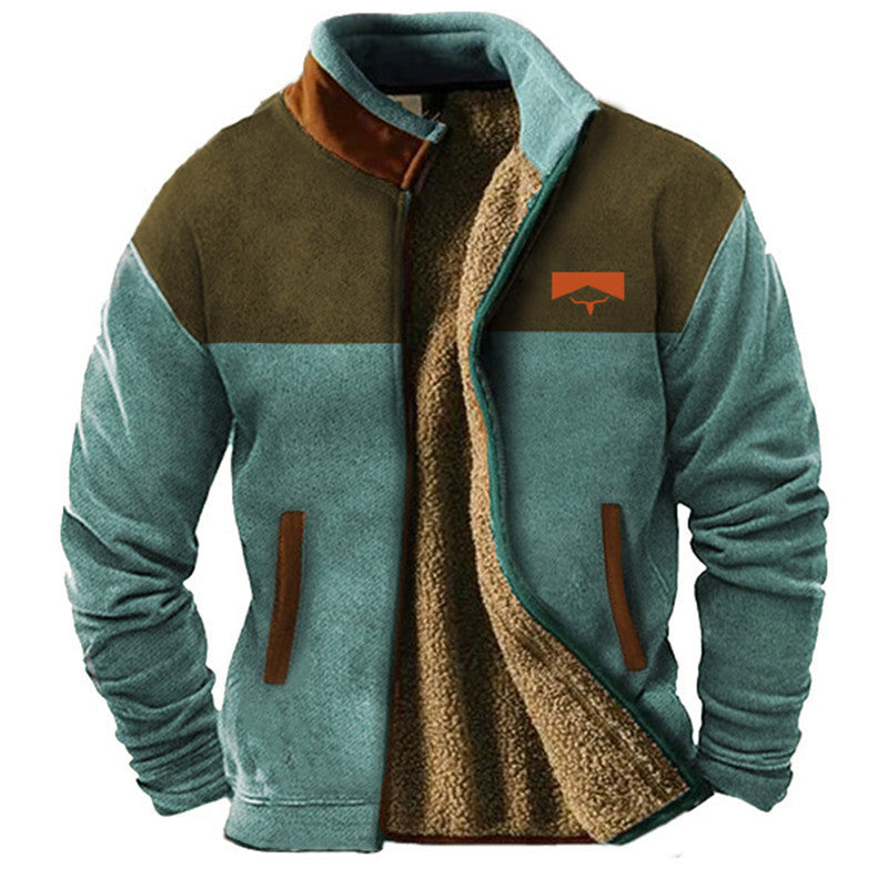 Matthew | Giacca in Fleece con Maniche a Motivo Beige