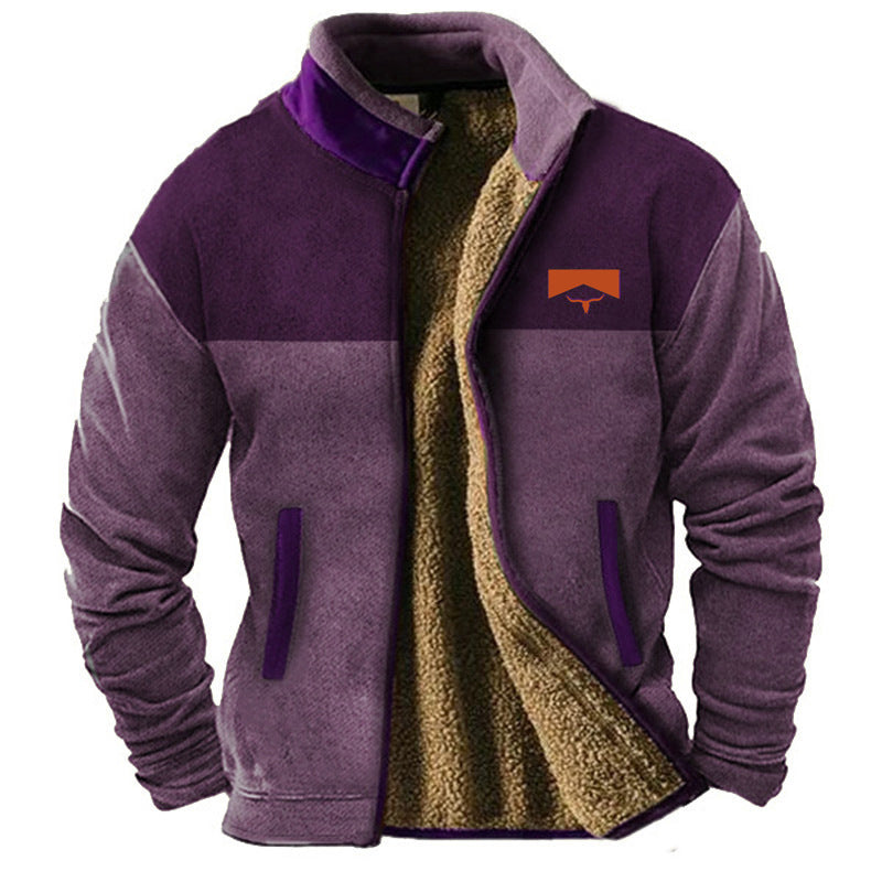 Matthew | Giacca in Fleece con Maniche a Motivo Beige