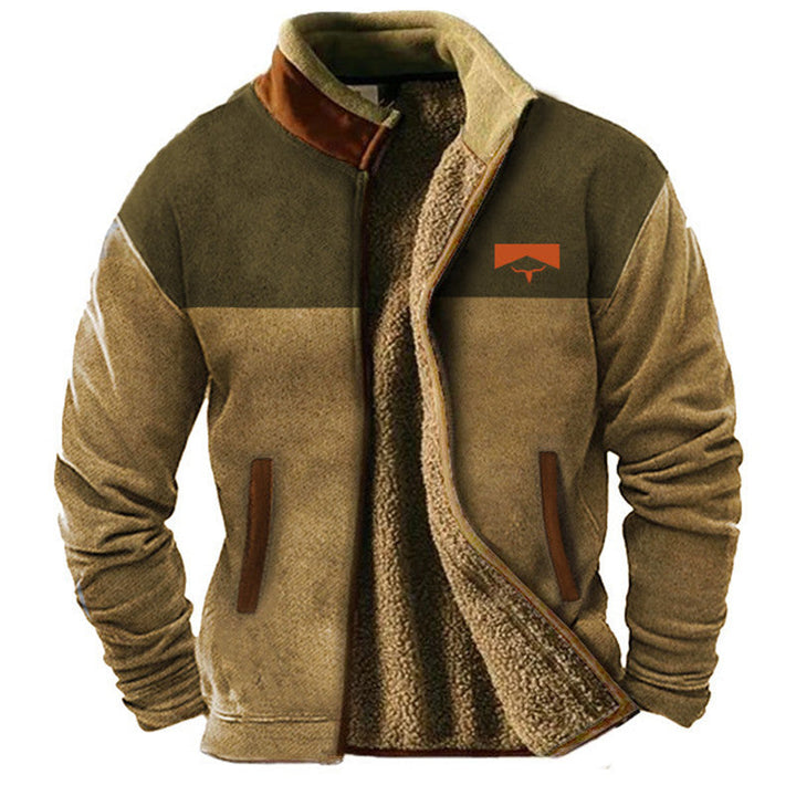 Matthew | Giacca in Fleece con Maniche a Motivo Beige
