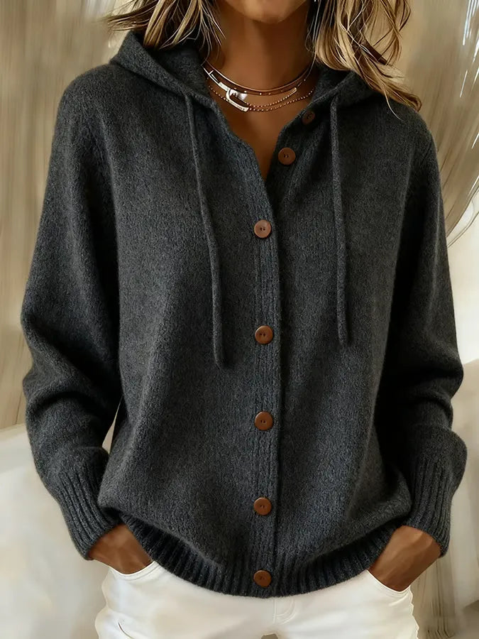 Begoña | Giacca di Maglia con Cappuccio e Bottoni