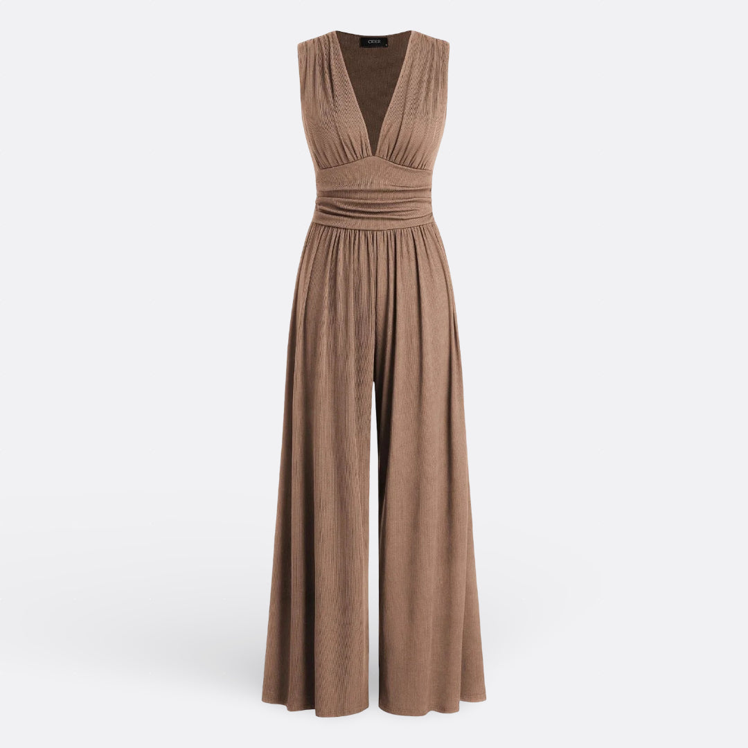 Hannah - Tuta jumpsuit smanicata a gamba larga