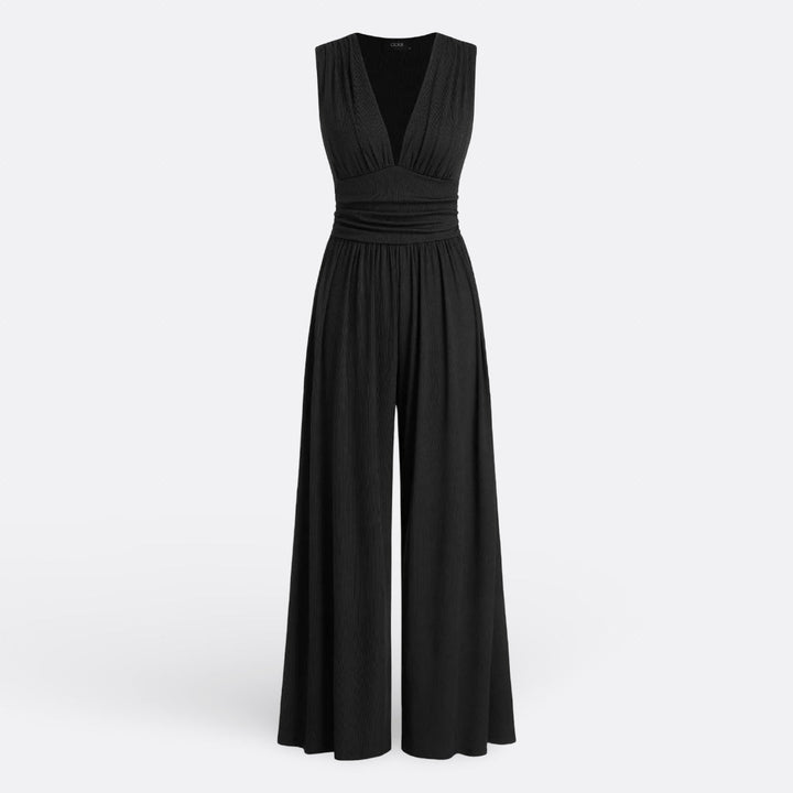 Hannah - Tuta jumpsuit smanicata a gamba larga