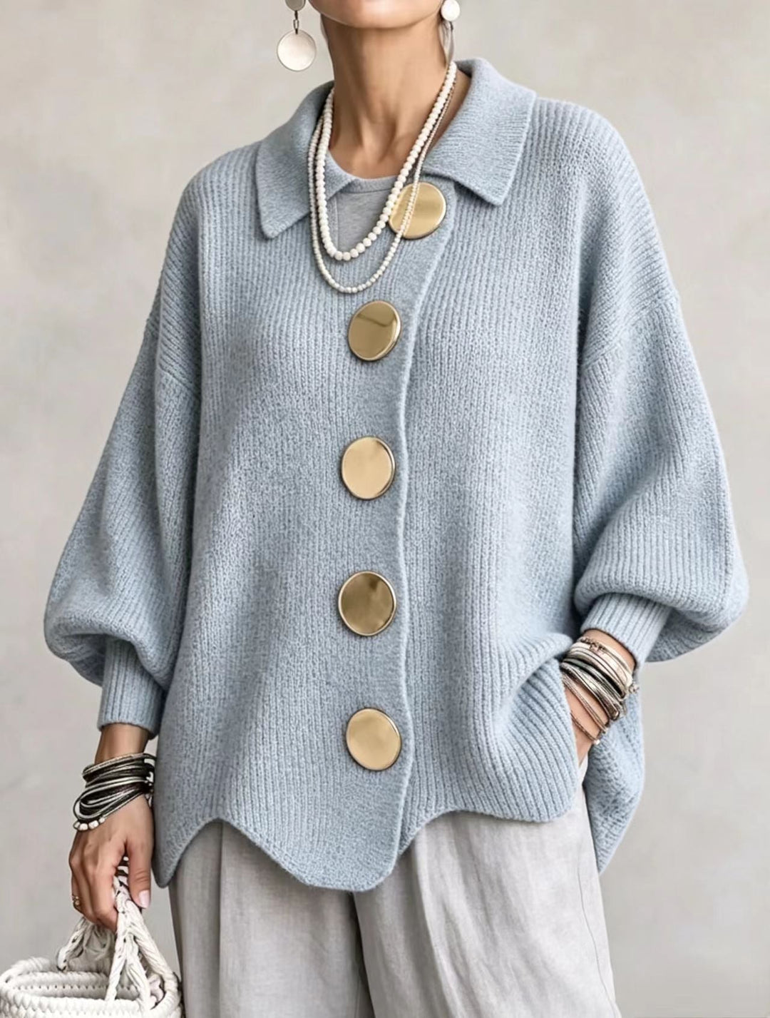 CHARLOTTE | Cardigan Oversized da Donna con Collo a Costine