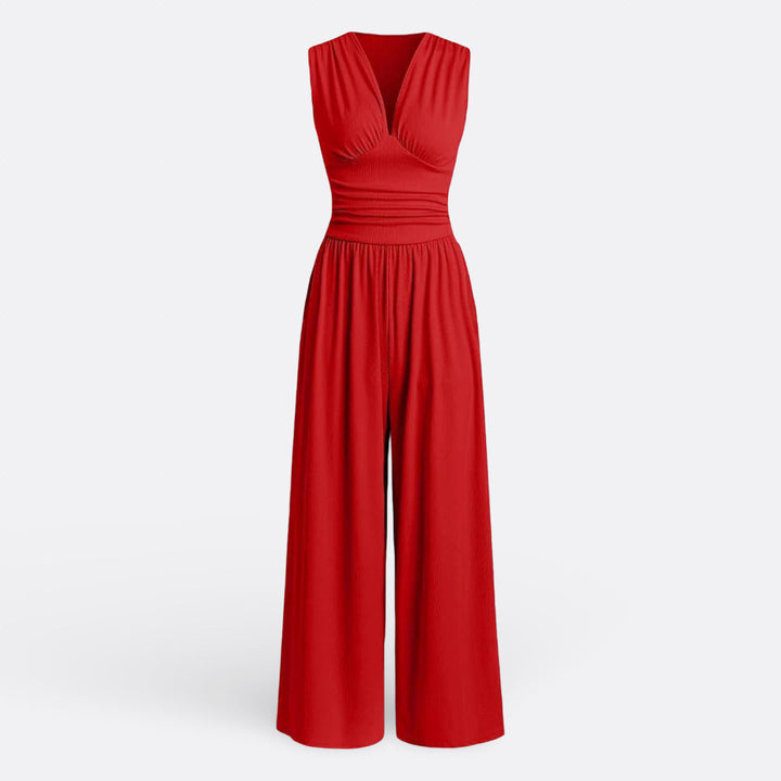 Hannah - Tuta jumpsuit smanicata a gamba larga