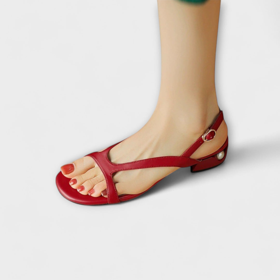 Elfrieda - Elegant Red Flat Sandals