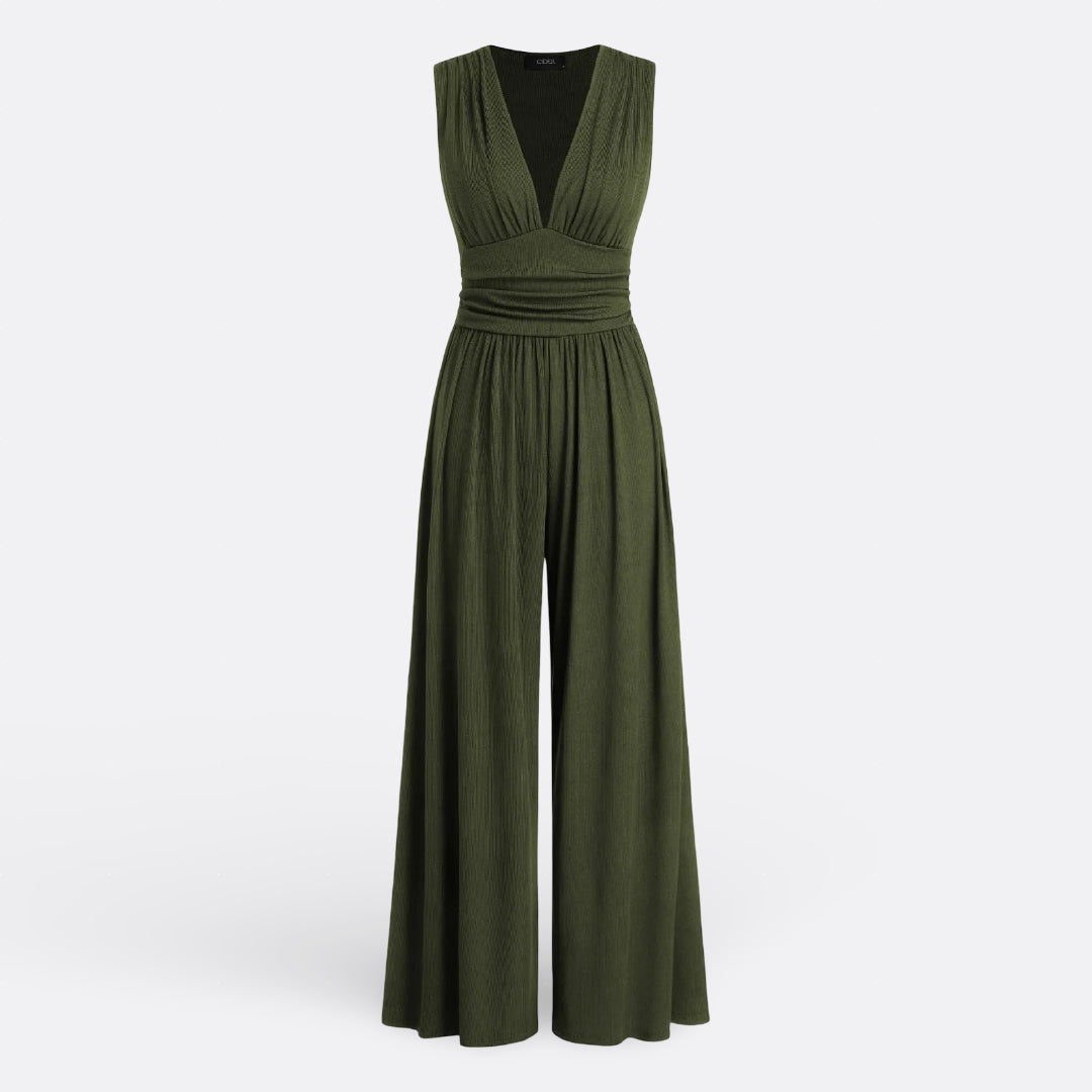 Hannah - Tuta jumpsuit smanicata a gamba larga