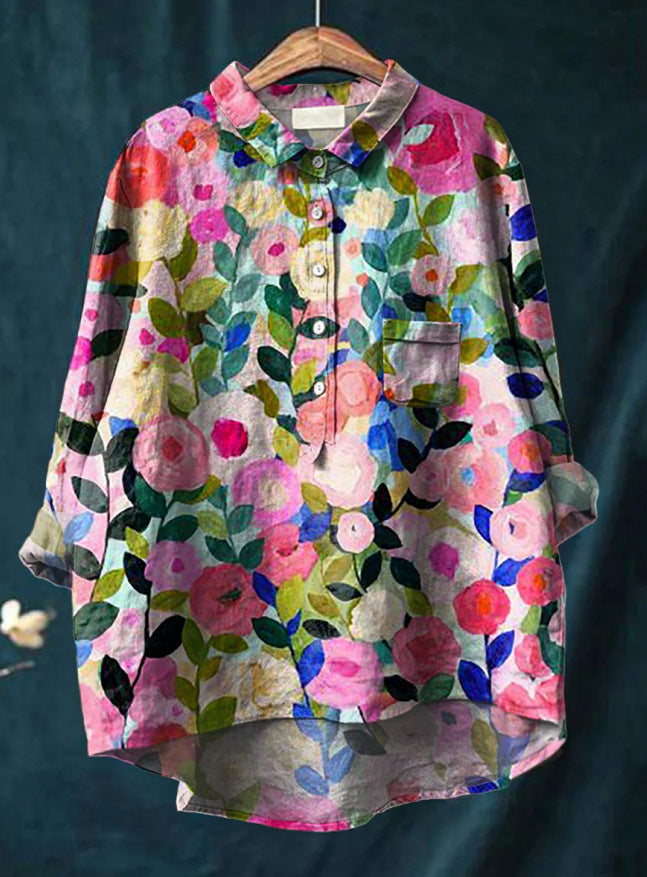 Camicia classica con bottoni a fiori