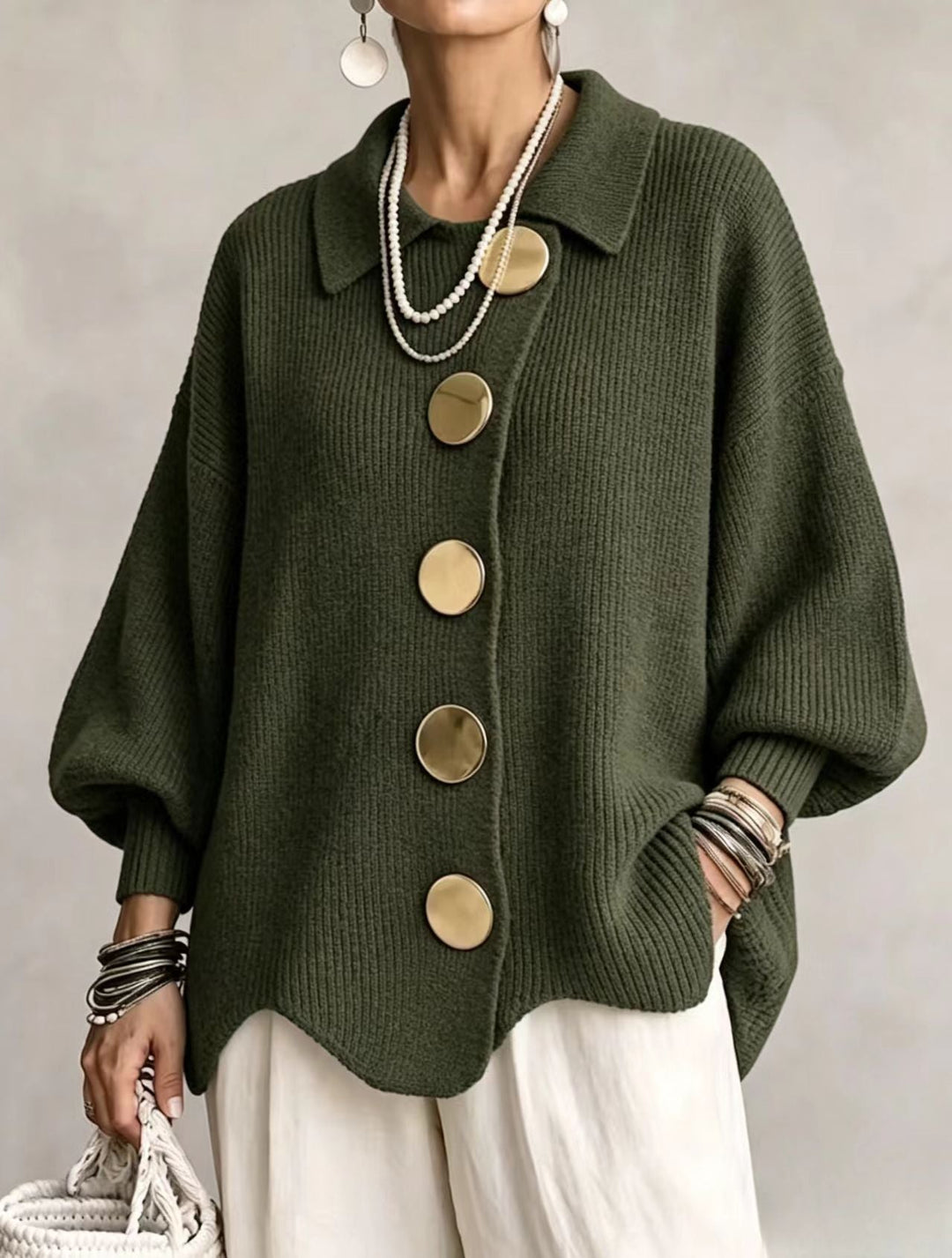 CHARLOTTE | Cardigan Oversized da Donna con Collo a Costine