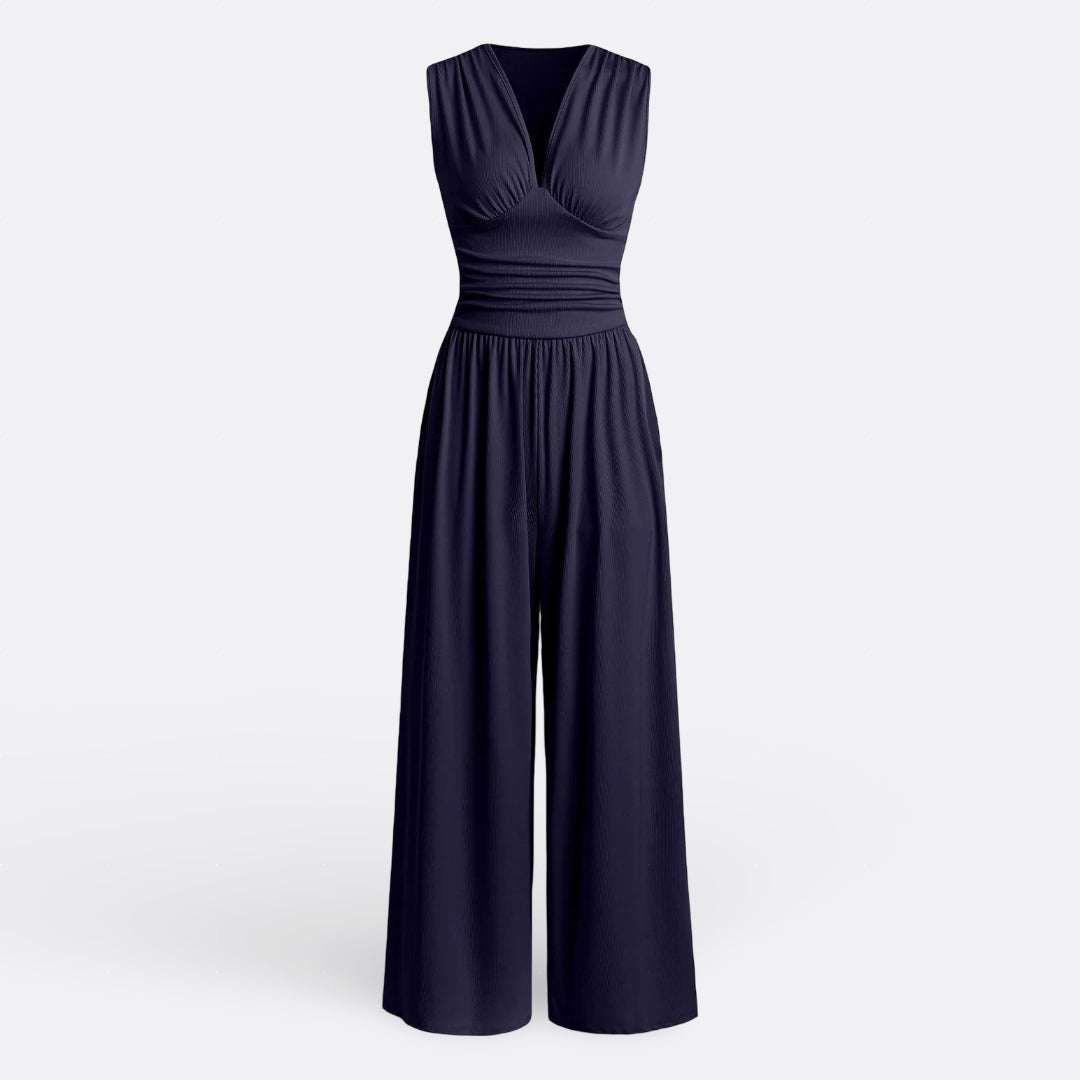 Hannah - Tuta jumpsuit smanicata a gamba larga