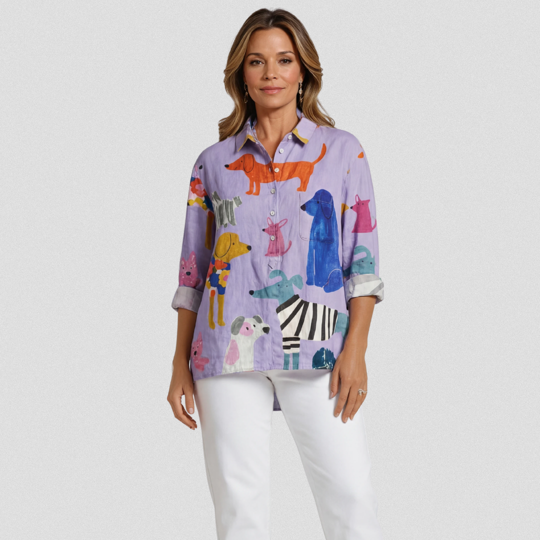 Rosa | T-shirt casual con stampa cane