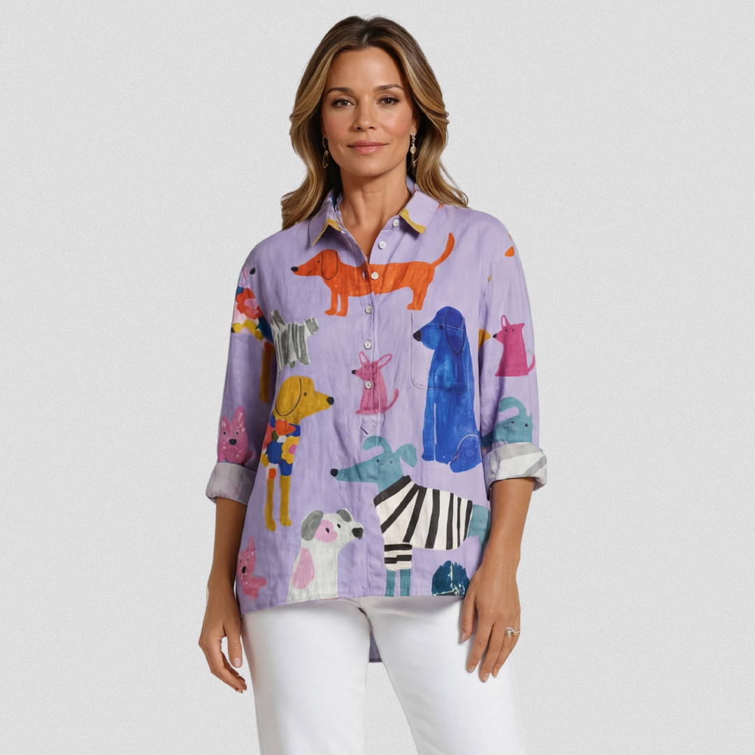 Rosa | T-shirt casual con stampa cane