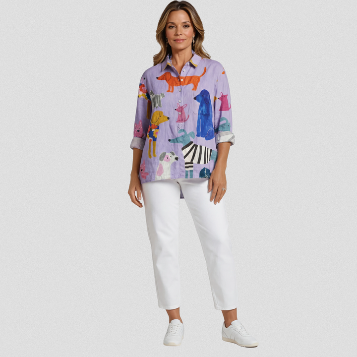 Rosa | T-shirt casual con stampa cane