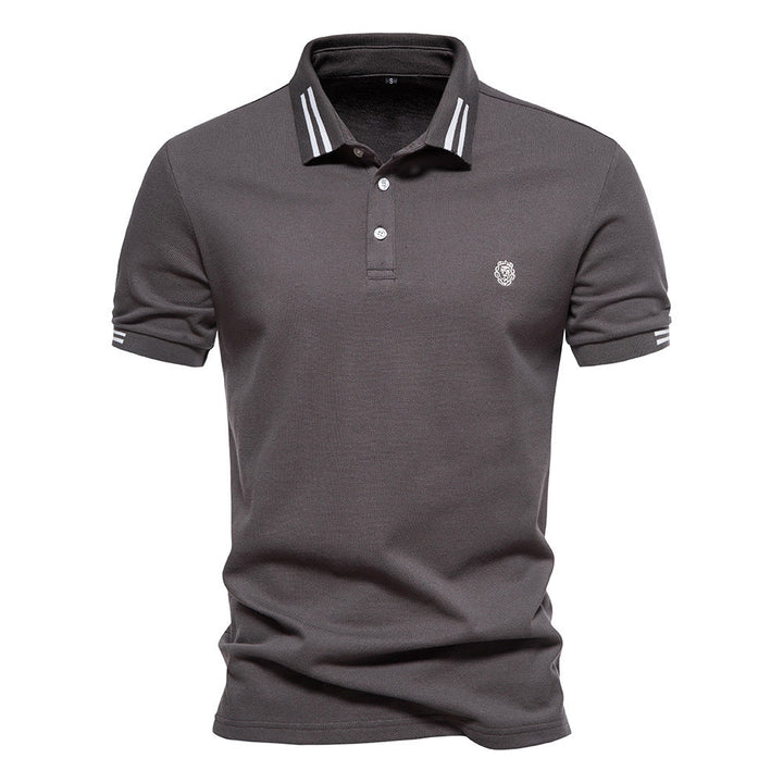 Angus - Striped Structured-Collar Polo