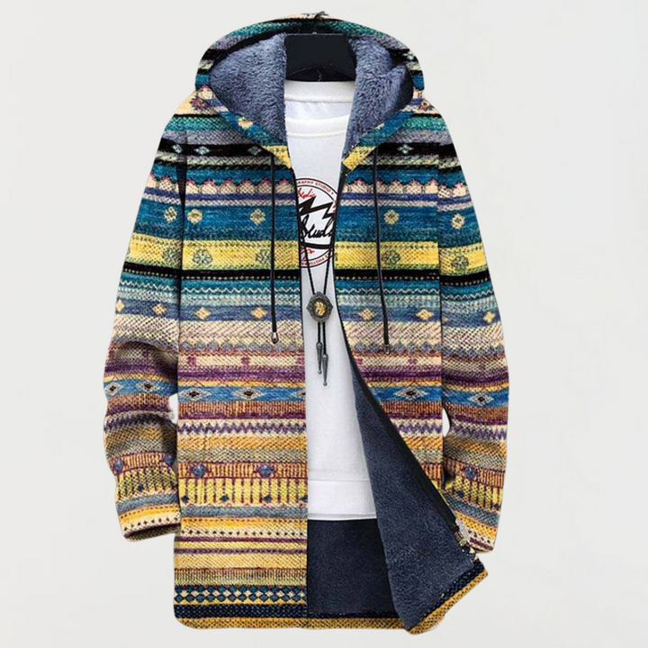 Brielle - Cappotto con stampa tribale ondulata