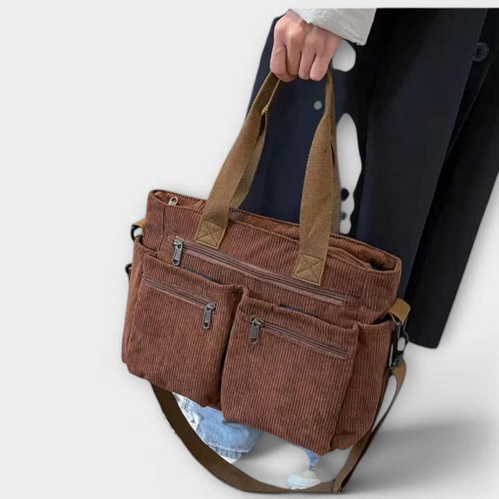 Imogen - Borsa a più tasche in velluto a coste