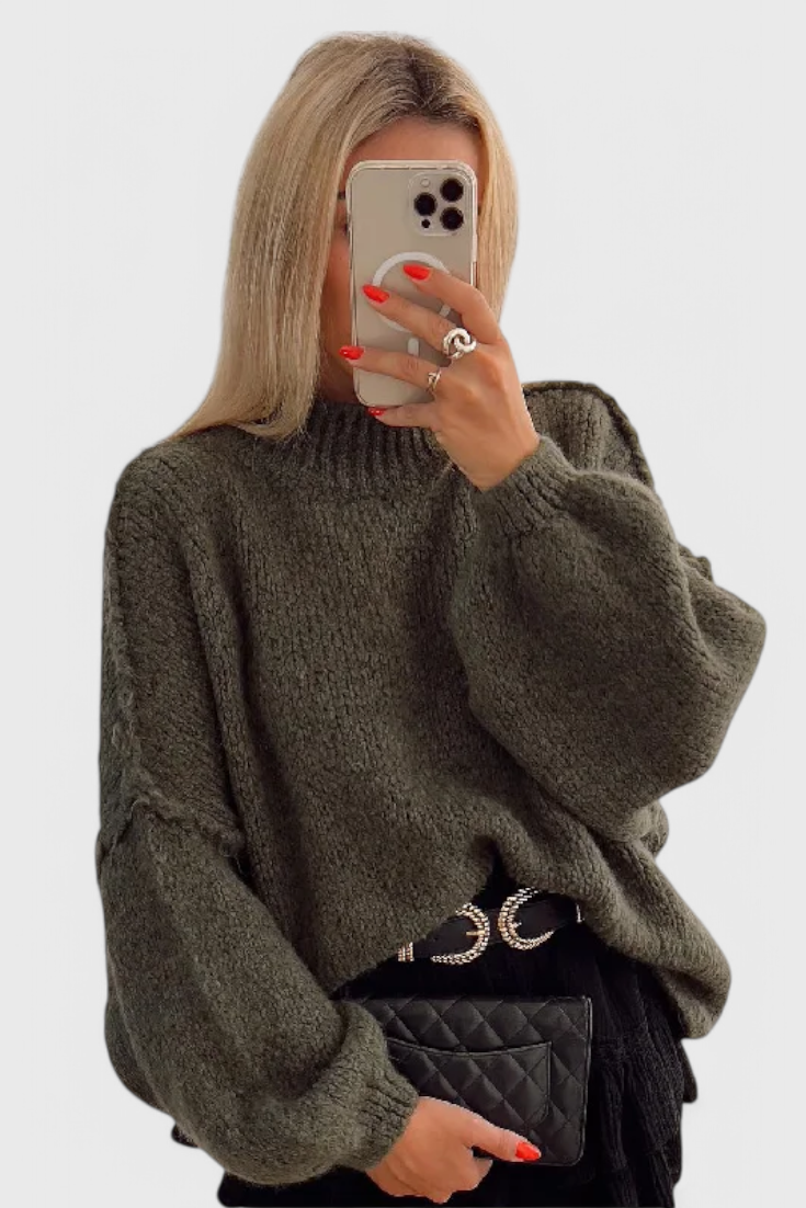 Maglione oversized in maglia Cassia con maniche a palloncino