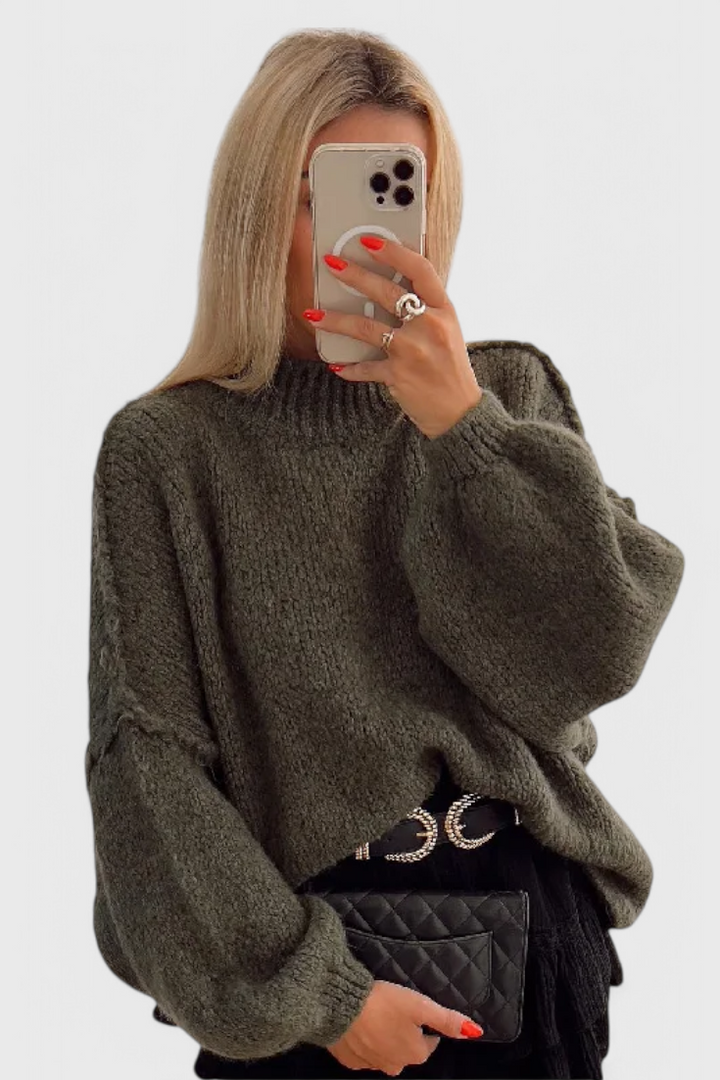 Maglione oversized in maglia Cassia con maniche a palloncino