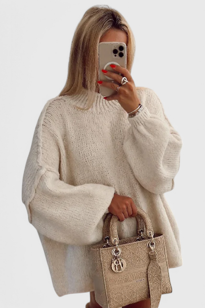 Maglione oversized in maglia Cassia con maniche a palloncino