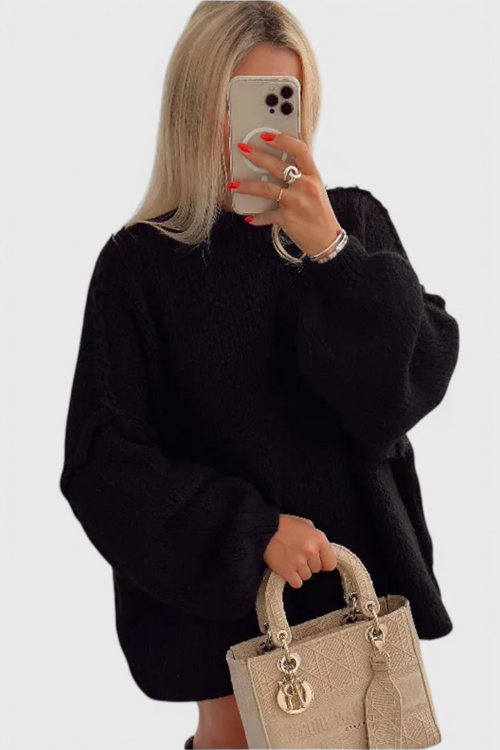 Maglione oversized in maglia Cassia con maniche a palloncino