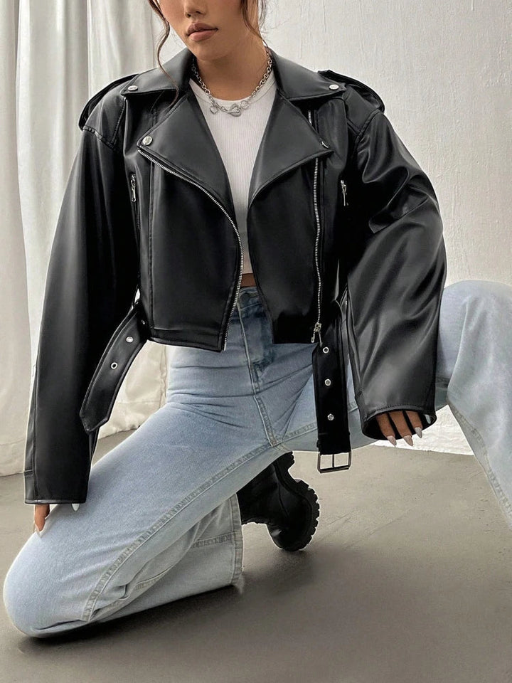 Giacca in pelle elegante e potente