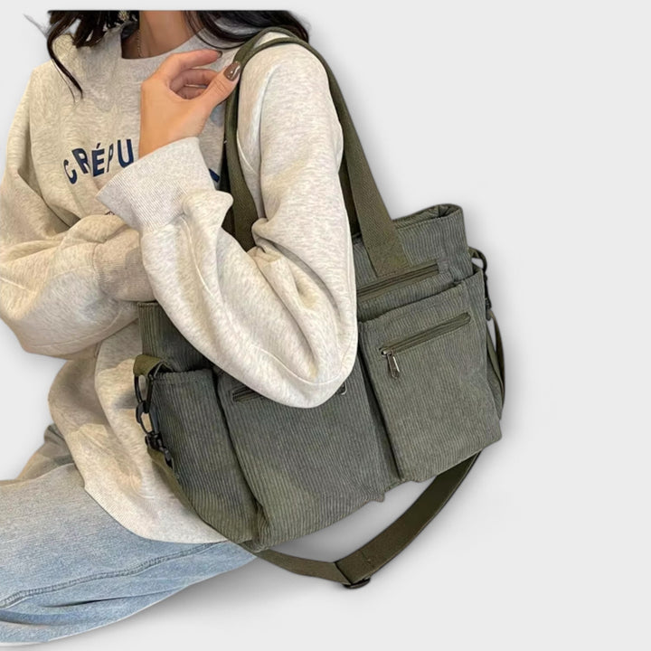 Imogen - Borsa a più tasche in velluto a coste
