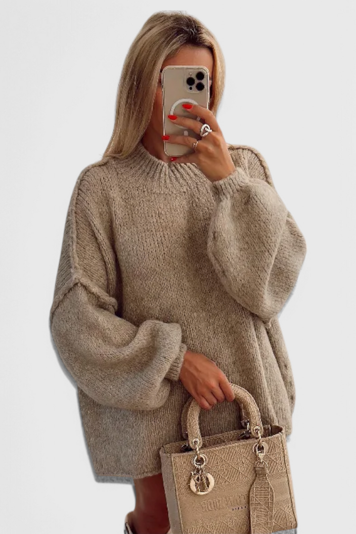 Maglione oversized in maglia Cassia con maniche a palloncino