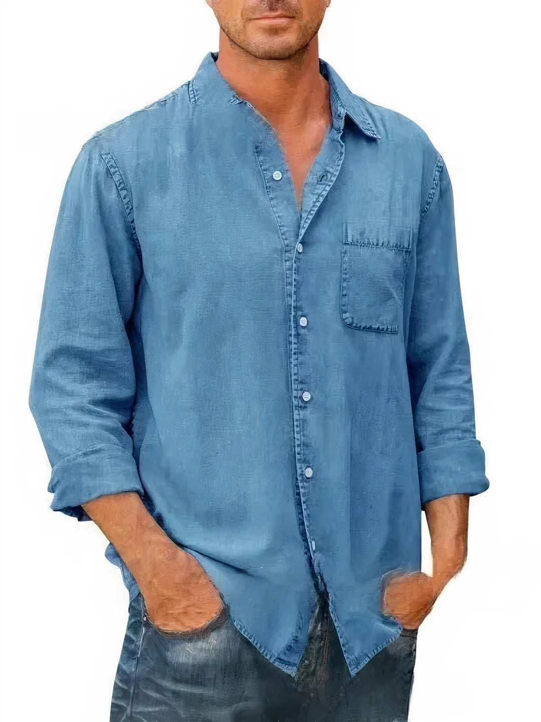 Felix - Camicia lunga in misto denim