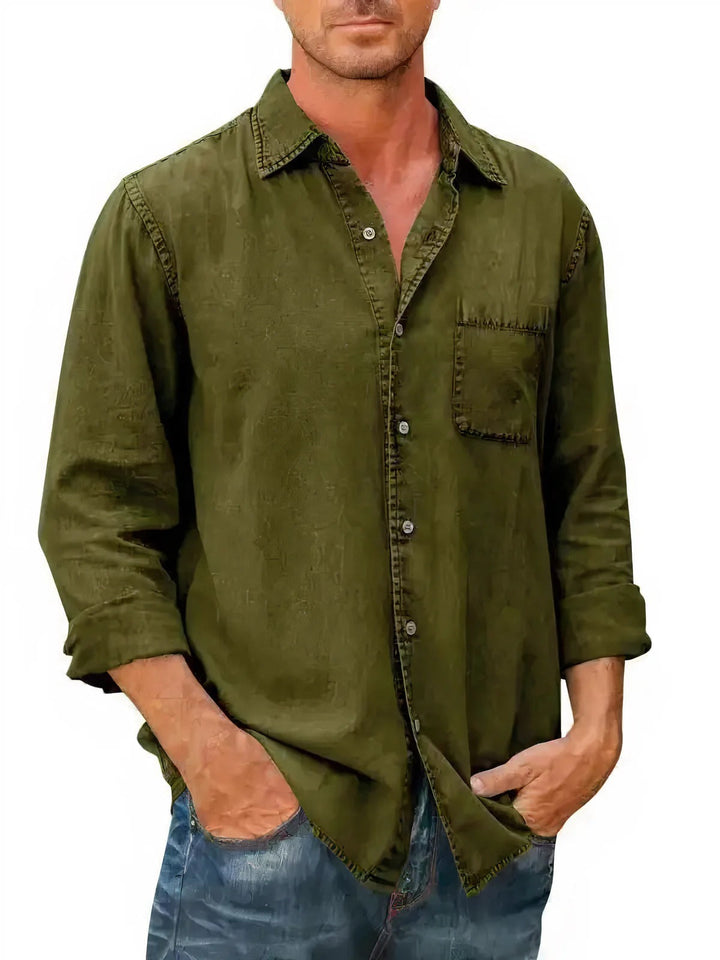 Felix - Camicia lunga in misto denim