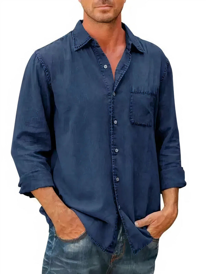 Felix - Camicia lunga in misto denim