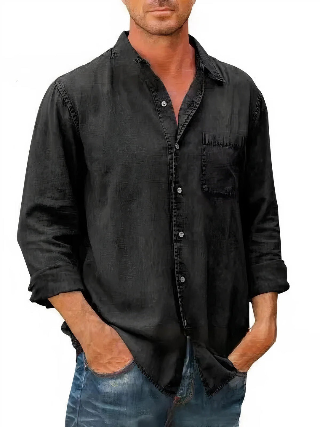 Felix - Camicia lunga in misto denim